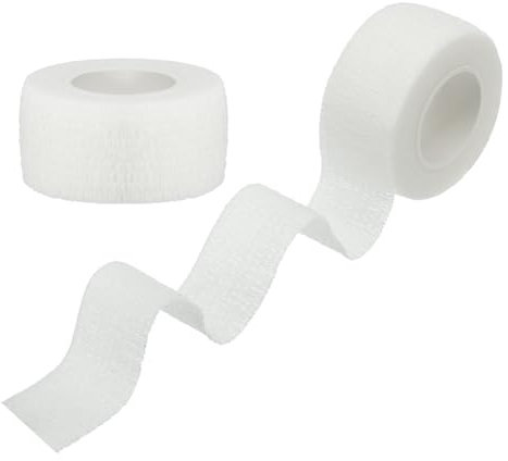 PATIKIL Sport Selbstklebeband, 2er Pack 2 X 5 Yards Verband Wickel Atmungsaktives Elastisches Band Verhindert Fingerreibung für Golf Baseball Volleyball, Weiß