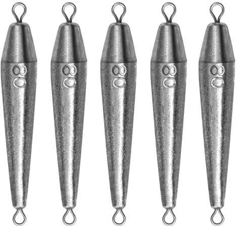 THKFISH Angelblei, Inline Trolling Sinker Fishing Weights Sinkers Doppelring Bleigewichte, Torpedo Bleie Für Salz- Und Süßwasser, 1oz-3.5oz, Angel Blei Set, Dropshot Blei, Laufblei Angeln, Birnenblei