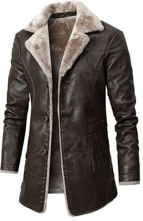 MASUCOR Giacca Invernale da Uomo Cappotto Invernale Medio-lungo con Fodera Giacca di Pelle Impermeabile Giubbotto da Uomo Giacca in Pile Nera Giacca Invernale Calda da Uomo Giacca di Pelle con Pellicc