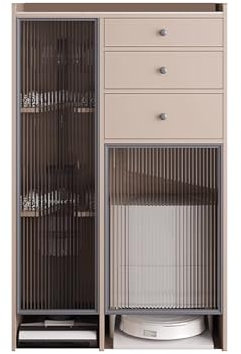 Cassettiera Portaoggetti Salvaspazio per Robot Aspirapolvere Peli Animali Lavapavimenti, Soggiorno Supporto Nascosto per Aspirapolvere Robot 90 * 45 * 146 cm(Brown)