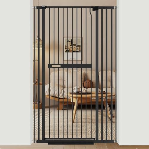 Xifamniy 155 cm Cancello Extra Alto per Gatti Montato a Pressione Auto Chiusura Cancello per Cani Extra Largo 76.5-92 cm Cancello Alto in Metallo per Porte per Gatti e Cani