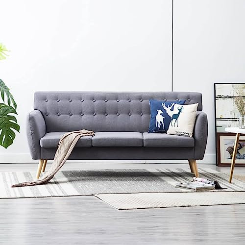 Hommdiy Sofa 3 Sitzer, Liegesofa für Wohnzimmer, Polstersofa Sessel Relaxsofa Loungesofa Relaxcouch TV Sofa,Stoff Hellgrau