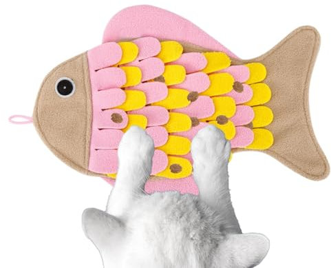 Schnüffelmatte für Katzen, Fischform, Schnüffelpad, Haustier-Fütterungspad, Schnüffelmatte, leicht zu reinigen, langlebig, 36 x 26 cm für Katzen