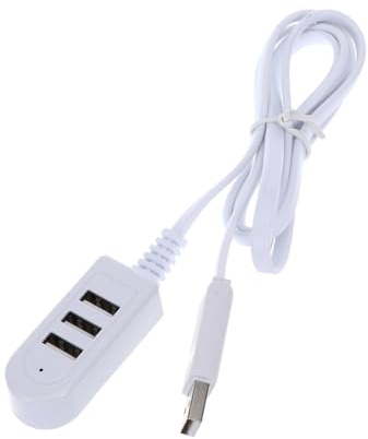 HOMSFOU 3 Usb Port Multi-Function Hub 47.24 in White Usb Charger Extender Cable with High-Speed Data Transfer Offline Charging Compact Design for Desktop and Notebook