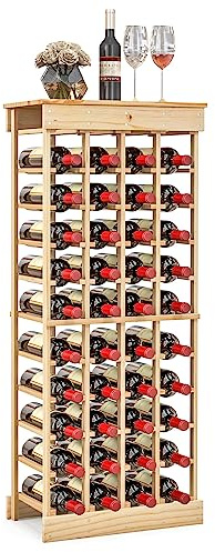 RELAX4LIFE Cantinetta Portabottiglie per 40 Bottiglie, in Legno di Pino Massello, Design Elegante e Minimalista, Facile da Montare e Personalizzare, 113 x 47 x 28 cm (Senza Traversa)