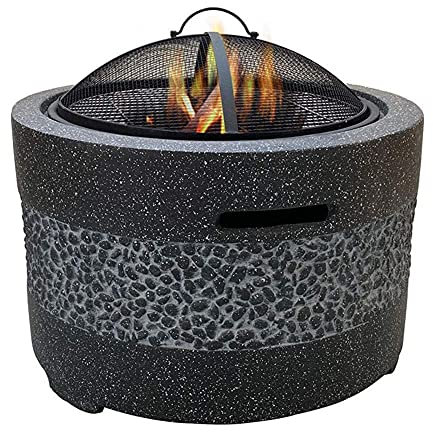 ZJFHEYUO kleine Feuerstelle, Feuerstelle mit Grillablage, Feuerstelle Garten-Terrassenheizung/Grill/Eisgrube, modisches und künstlerisches Magnesium