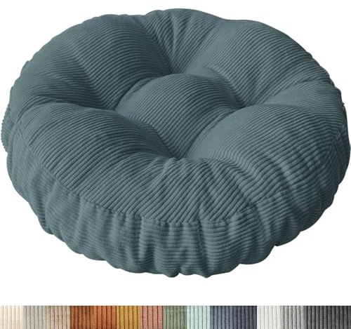 PHUSTJKL Sitzkissen Rund, 35x35 cm rutschfest Waschbare Sitzpolster Bequemes Stuhlkissen 8 cm Dick Waschbare Cordstoff Stuhlauflage, für Indoor Küchen Garden Holzstühle