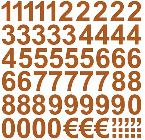 50 Klebezahlen Höhe 3cm braun haselnussbraun matt aus Folie wetterfest selbstklebend Zahlen Aufkleber Sticker Klebezahl Zahl Nummern Nummerierung Preisauszeichnung Beschriftung Modellbau