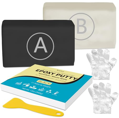 Epoxidharz Knete 340g, 2 Komponenten Knetmasse Löcher für Reparieren Lecks, Rissen, Füllen, Modellieren - Epoxy Knete Metallkleber Knetmasse für Metall, Keramik, Fliesen, Kunststoff, Holz(Schwarz)