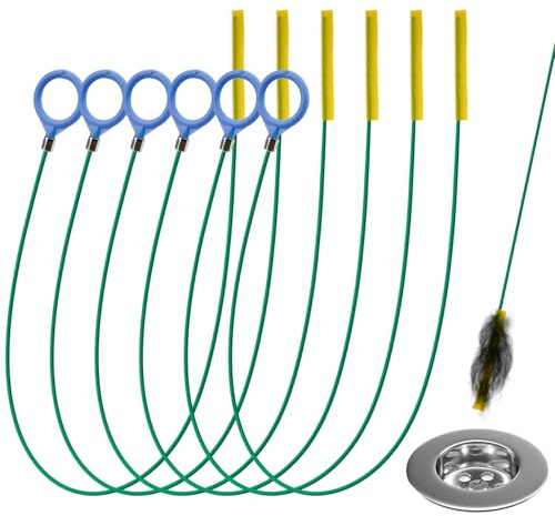 benlidoner 6 Pieces Drain Snake, 35 Inch Drain Unblocker Tool, Anti-Break Metal Nylon Shower Drain Unblocker for Sink, Bathroom Tub,Shower,Sewer