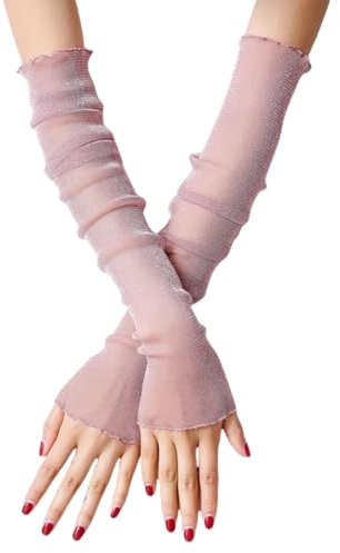 HSTWODE 1 Stück Damen Spitzenhandschuhe Langarm – Atmungsaktive Netzhandschuhe aus Chiffon für Sonnenschutz & Opern-Events | Elegante durchsichtige Handschuhe für Outdoor, Sommer & Mode
