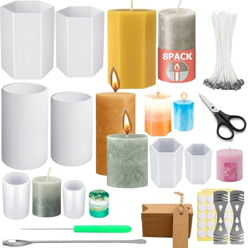 Kerzenformen zum Gießen Kerzen Form Kerzen Selber Machen set Silikon Formen Silikonform für DIY Aromatherapie KerzenHerstellung Supplies