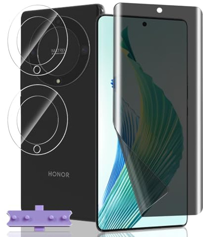 Jaavkkma 1 Pieza Protector Pantalla Privacidad Flexible para Honor Magic 5 Lite + 2 Piezas Cristal Templado Protector Cámara, Anti Espía, Película para Honor Magic 5 Lite - Privacy Película TPU Suave