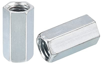 QUARKZMAN 12 Stück Langen Sechskantmuttern, M12x15x30mm Verbindungsmutter - Verzinkter Kohlenstoffstahl Sechskant Gewindestangenkupplung Für Möbel Elektronik Industrie