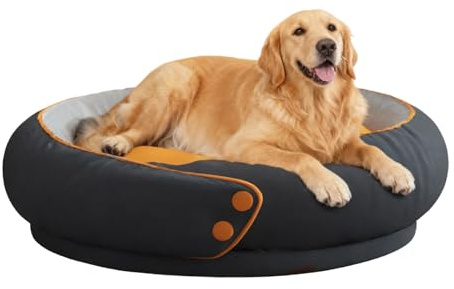LELEFIDO Rundes Orthopädisches Hundebett für große Hunde, XL Haustierbett mit unterstützendem Schaum, weichem und bequemem Kissen zur Angstlinderung, abnehmbarem und maschinenwaschbarem Bezug
