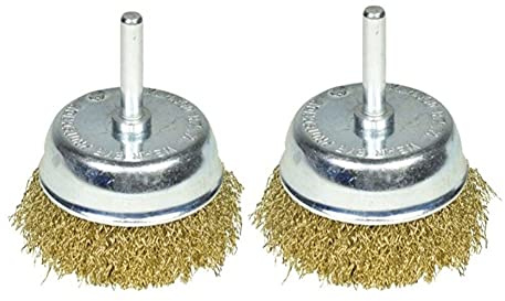 Ensemble de brosses métalliques for perceuses, brosse à roue métallique, 2 coupelles 75 mm for , en acier et laiton, revêtement antirouille, embout polissage for métaux