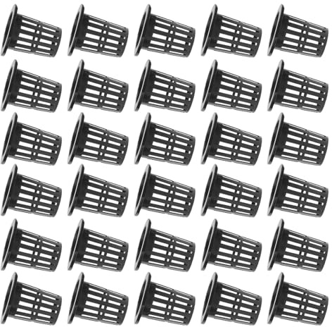 MAGICLULU Lot de 50 Paniers Hydroponiques Noirs 70 Mm pour Culture sans Terre, Pots en Plastique Réutilisables Drainage Facile, Idéals pour Jardinage Intérieur et Extérieur