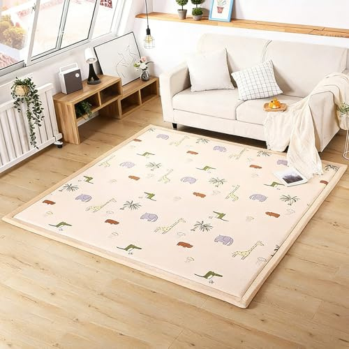 Lrisveana Krabbelmatte Baby Dicke 2 cm Spielmatte Kinder Spieldecke Kinderteppich Spielteppich Baby Spielmatte Bodenmatte Kinder 150 x 150 cm rutschfest Seiten für Drinnen und Draußen