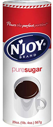 N'Joy Sugar Canister | 20 Ounce, Pack of 6 | 100% Pure Granulated Sugar| Easy Pour Lid, Bulk Size