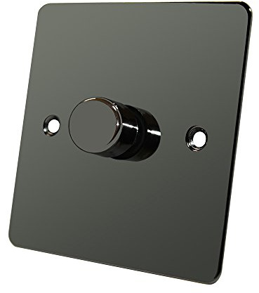 Flat Plate Black Nickel 1 Gang Dimmer 1000W - 10 Amp Single 1-Gang 2 Way 1000W Light Dimmer Switch