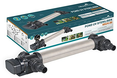 allpondsolutions Stainless Steel Aquarium & Pond 55w UV Light Steriliser | SSUV-55 Pond & Fish Tank Clarifier - Helps Remove Algae and Greenwater