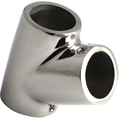 OPIOL QUALITY® Reling T-Stück 60° 22mm aus Edelstahl A4 V4A (2 Stück) Verbinder Relingsbeschlag Verdeckbeschlag Halterung Handlauf Kleiderschrank Rohrverbinder Reling Eckig