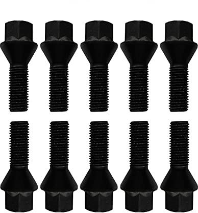 10 Radschrauben Radbolzen schwarz Kegelbund M12x1,5 24mm