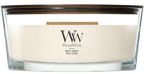 WoodWick Duftkerze | Ellipse Kerze | White Honey | Perfekte Geschenke für Frauen