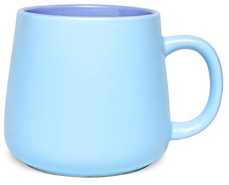 Bosmarlin Matte Ceramic Coffee Mug, Blue Tea Cup for Office and Home, 15 oz, Dishwasher and Microwave Safe, 1 Pack (Blue)