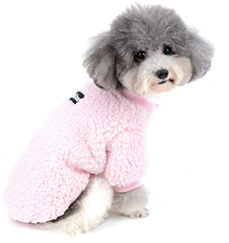 Zunea Wintermäntel für kleine Hunde Fleece Warm Hundepullover Sweater Welpen Winterjacke Chihuahua Katze Kleidung Haustier Jungen Mädchen Hundebekleidung Rosa XL