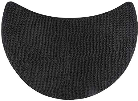 fluffy® Badteppich für Rundduschen aus Chenille mit Rutschfester Unterseite (Sichel | Duschradius 55 cm, Anthrazit)