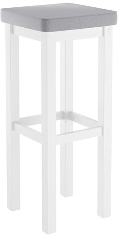 Erst-Holz Klassischer Barhocker mit verschiedenen Polsterfarben 80 cm hoch Kiefer weiß V-90.71-45WP