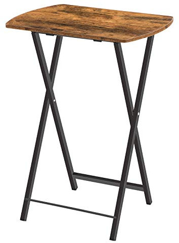 HOOBRO Beistelltisch Klappbar, Kleiner Sofatisch, Tablett Tisch, Kaffeetisch TV Tray im Industriestil, Serviertisch Snack Tisch für kleinen Raum, einfach montierbar, stabiles, Dunkelbraun EBF17BZ01