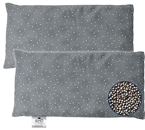 SHD Rapssamenkissen Körnerkissen für die Mikrowelle geeignet, 14x28 cm gefüllt mit Raps - Wärme, Kälte für Nacken und Schulter, Bezug aus Baumwolle, Made in Germany, Spacegrau 2x Set