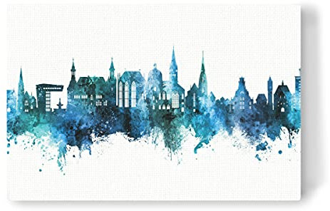 artboxONE Leinwand 60x40 cm Städte Aachen Germany Skyline Blue von Michael Tompsett
