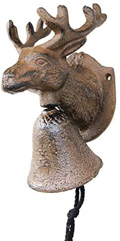 Dehner Glocke mit Hirsch nostalgisch, ca. 8.5 x 10 x 17 cm, Gusseisen, edelrostfarben, mehr farbig | mit Hirsch nostalgisch, Gusseisen