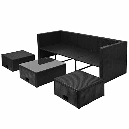 Susany 12-tlg.Lounge Gartenset Rattan-Gartensofagarnitur Garten-Sofagarnitur Möbel-Set Mit 1 x 3-Sitzer-Sofa,1 x Tisch,2 x Ottomane,8 x Kissen,Tisch und Ottomane können als Schränke werden