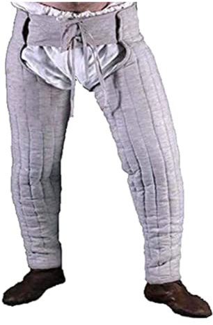 Mittelalterliche Gambeson-Leggings, dick gepolstert, Chausses Lower Under Gambeson Hauberk SCA Armor Leggings für Kostüm von ITS Medieval, Weiss/opulenter Garten, 1