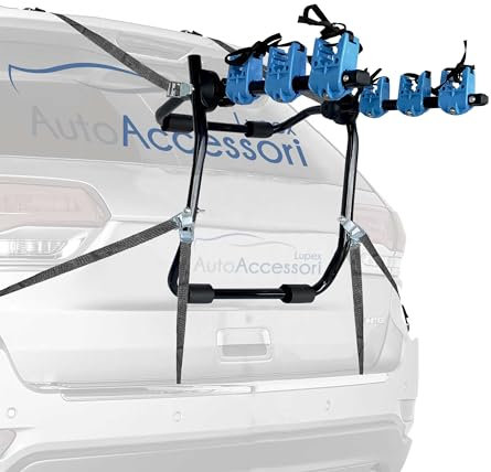 Auto Accessori Lupex Portabici Posteriore per Auto Universale | Fino a 3 Bici Peso Max Fino a 40 kg | Con 6pz Ganci in Acciaio Zincato | Prodotto Omologato e Certificato