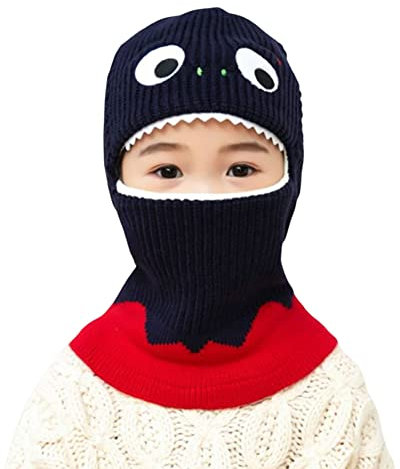 Baby Wintermütze Schalmütze Winter Warme Kapuzen Schal Beanies Hüte, Niedliche Dinosaurier Strickmütze Schlupfmütze Kindermütze Baby Jungen Mädchen Mütze mit Weiche Schal