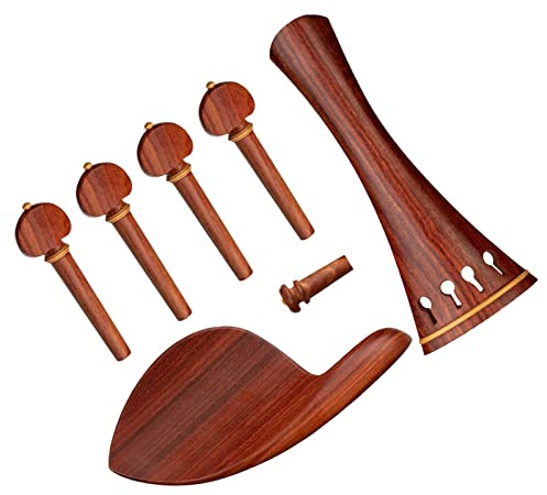 Streichinstrumente Teile Wählen Sie Saitenhalter-Set Aus Palisander-Violine Mit 4 Stimmwirbeln + Endstift + Kinnhalter + Saitenhalter, Gebohrt, Natürliche Textur Und Praktisch Zu Verwenden