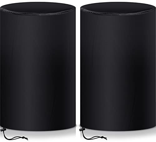 55 Gallon Drum Cover, 210D Oxford Cloth Water Storage Barrel Cover, 25 x 37 Inch Outdoor Waterproof Rain Snow Bucket lid with Drawstring, UV Protection, Anti Dust(2 Pcs)