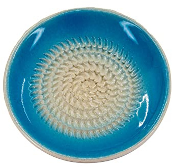 Kaladia keramisk rivjärn/keramisk hyvel enfärgad – perfekt för ingefära, parmesan etc. – i ljusblå – Diameter: 12 cm – handgjord och handmålad – Tillverkad i Spanien