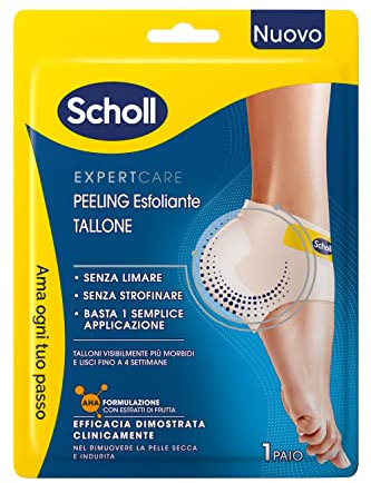 Scholl Expertcare Peeling Esfoliante Tallone, Maschera Piedi per Talloni Visibilmente più Morbidi fino a 4 Settimane, Rimuovi la Pelle Dura e Secca dai Talloni, Rigenera i Talloni Screpolati, 1 Paio