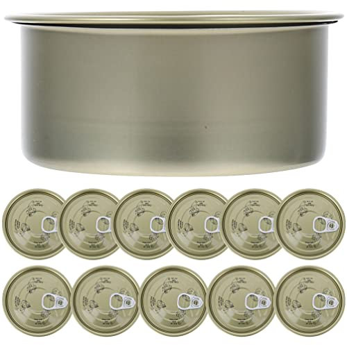 BESPORTBLE 12pcs Sealed Jar Canned Tuna Round Container with Lid Canned Seafood Empty Tinplate Can Cookie Tins Snack Tin Dessert Can Large Dog Food Tin Food-grade Tin Metal Storage Tank present
