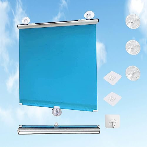 TZYYAO Adjustable Blackout roller Curtain,suction cup blackout blind,Sunshade curtain,45x125/55x125cm Temporary Windows Blinds,Retractable Indoor roller blinds,Blue-75×125cm(29.5 * 49.2in)