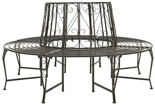 Higsose Garten-Baumbank Rund 160 cm Stahl Gartenbank Wetterfest Gartenbank Metall Sitzbank Garten Garten Stühle Garten Möbel Draußen Sitzbank Outdoor Wetterfest Baumbank Metall