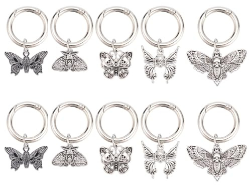 GOMAKERER 10 Pièces Breloques Halloween 5 Styles Alliage Émail Butterfly et Crâne pour Chaussures - Cadeau Anniversaire Décor