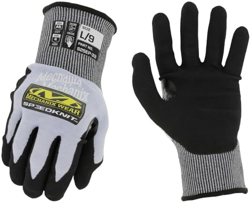 Mechanix Wear SpeedKnit S25EP33, Cut Resistant Safety Gloves, Grey, Medium | High sensitivity 18-gauge HPPE fabric, cut protection; secure grip, metalwork & glass handling work gloves