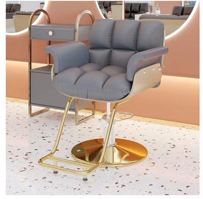 YYUINU Friseurstuhl, Beauty Styling Stuhl für Salon, Barber Chair, Salon Beauty Equipment, mit Fußstütze, Dark Grey